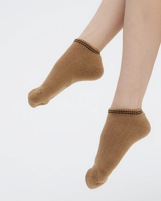 Теплые носки следики из монгольской шерсти рыжие