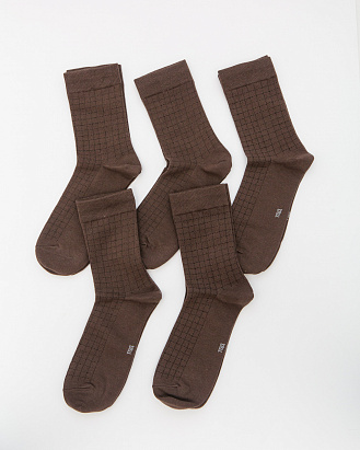 Носки хлопковые ТОД 20015 коричневые (5 шт)