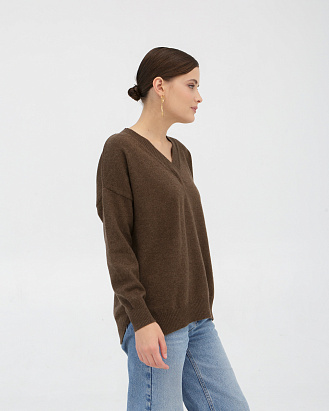 Пуловер из пуха яка 02056 коричневый